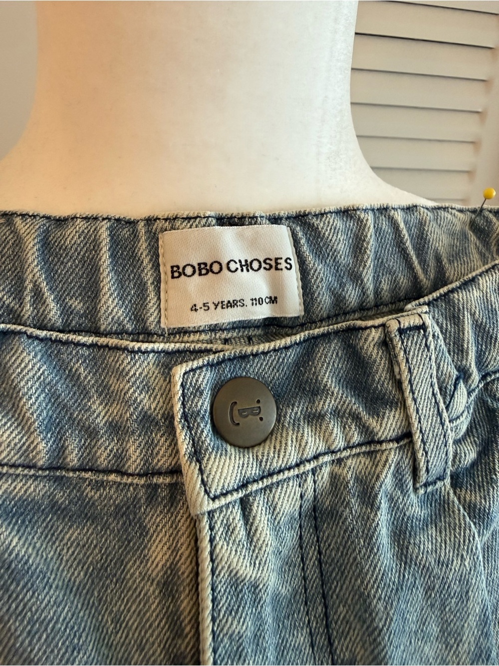 Bobo Choses Light Blue Denim Jeans with Green & Blue Patches - Picture 2 of 8